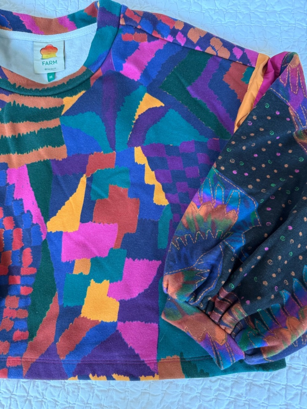 FARM Rio Patchwork Cropped Sweatshirt - Multicolor - Picture 10 of 12